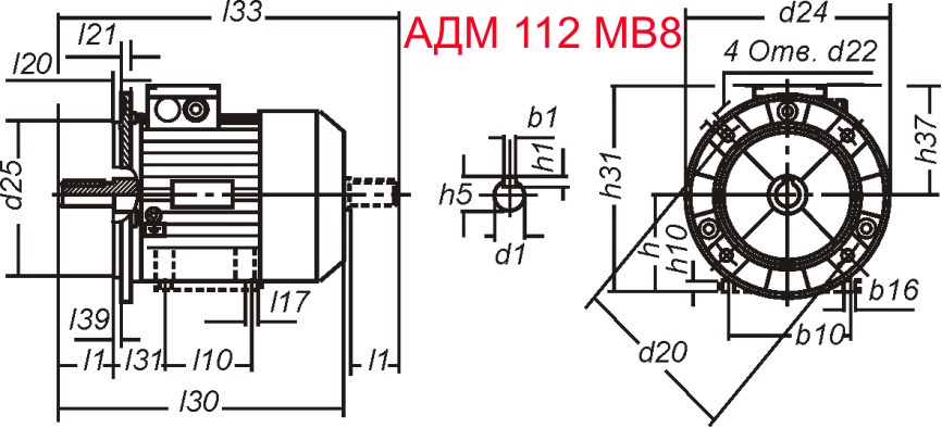 Основные размеры  АДМ 112 MB8