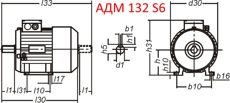 Основные размеры  АДМ 132 S6
