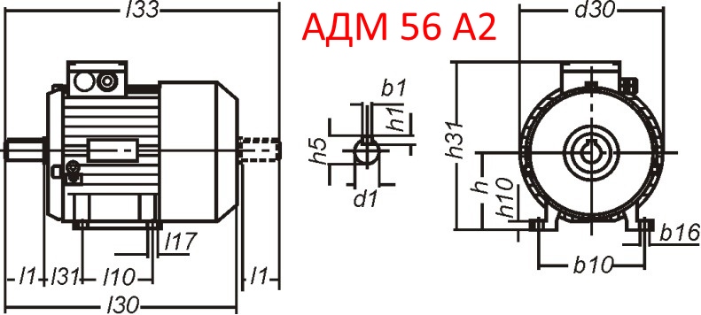 Основные размеры  АДМ 56 А2