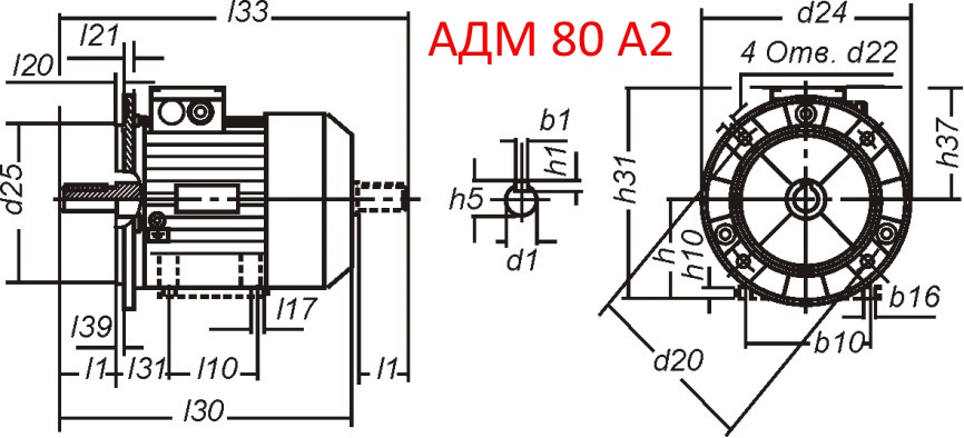Основные размеры  АДМ 80 А2