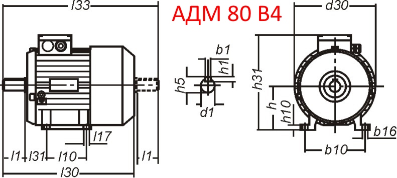 Основные размеры  АДМ 80 B4