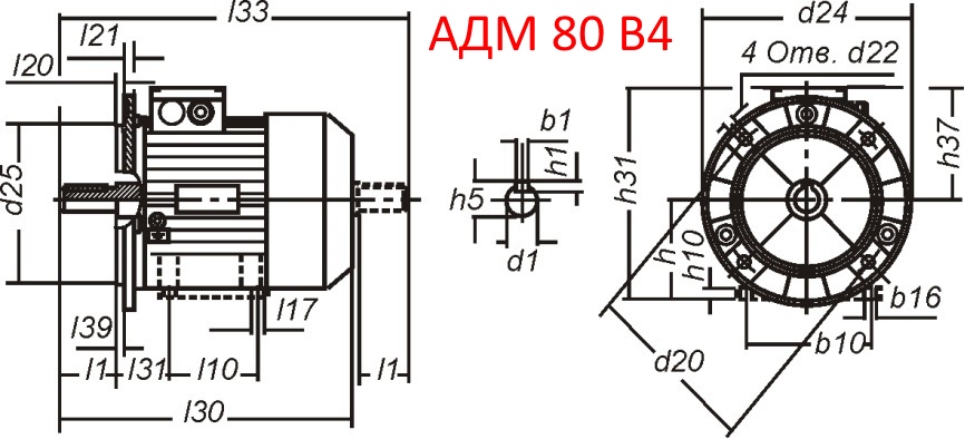 Основные размеры  АДМ 80 B4
