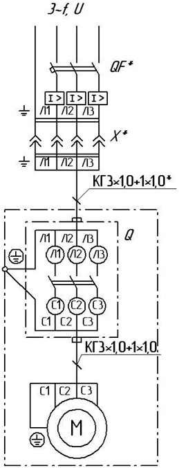  Схема электрическая принципиальная для компрессора С-412М