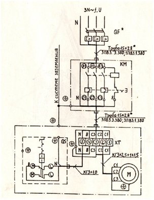 Схема электрическая принципиальная и соединений компрессора модель С-416М