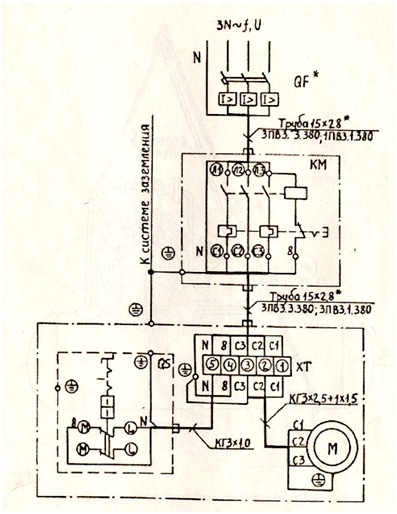 Схема электрическая принципиальная и соединений компрессора модель С-416М1