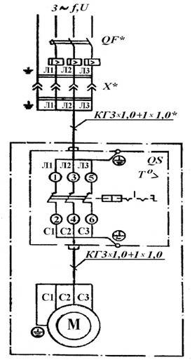 Схема электрическая принципиальная установки компрессорной К-25М