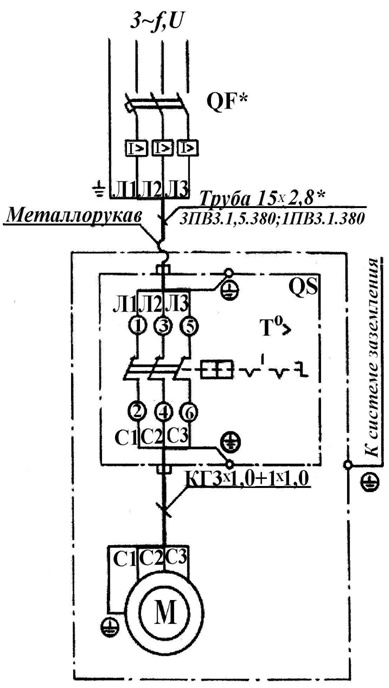 Схема электрическая принципиальная и соединений установки компрессорной, модель КВ-15