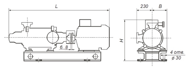 Габаритные размеры насосного агрегата ЦНС 13-210