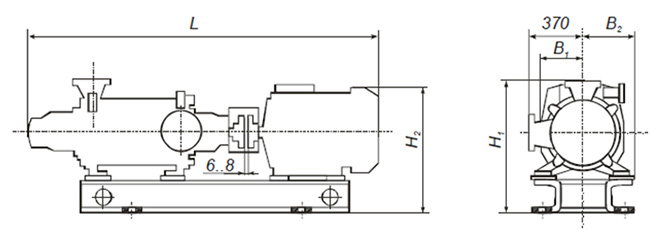 Габаритные размеры насосного агрегата ЦНС 180-340