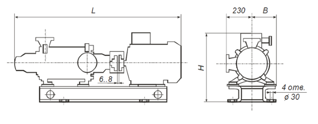 Габаритные размеры насосного агрегата ЦНС 38-110